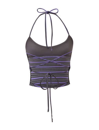 CERYS RIB TOP - GREY STRIPE
