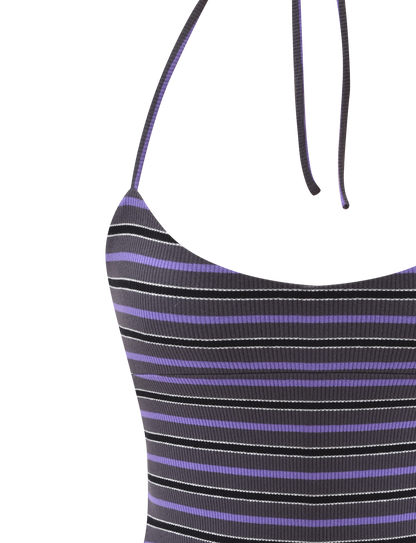 CERYS RIB TOP - GREY STRIPE