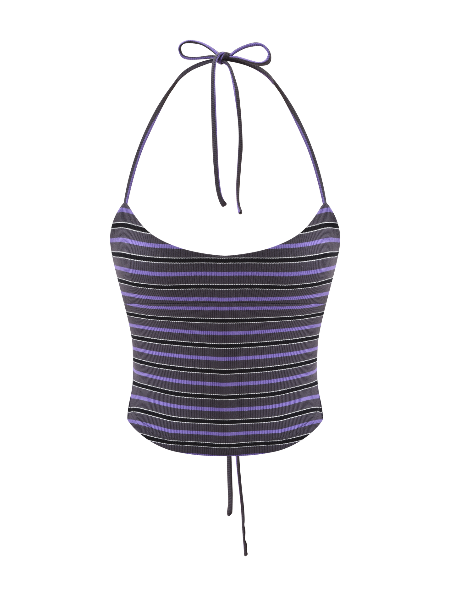 CERYS RIB TOP - GREY STRIPE
