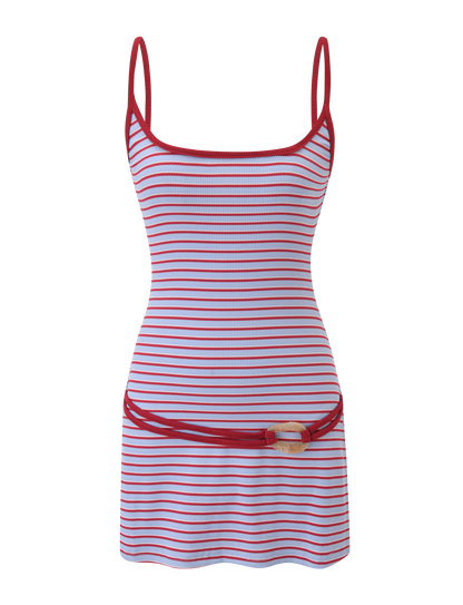 CELESTE MINI DRESS - RED STRIPE