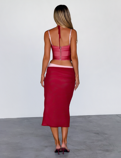 CALINE MIDI SKIRT - RED