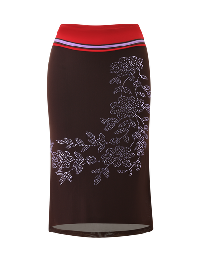 SERAH DIAMANTE MIDI SKIRT - CHOCOLATE