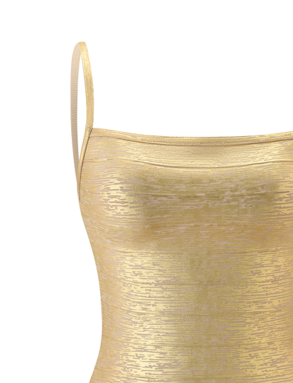 MIDORI METALLIC MINI BANDAGE DRESS - GOLD