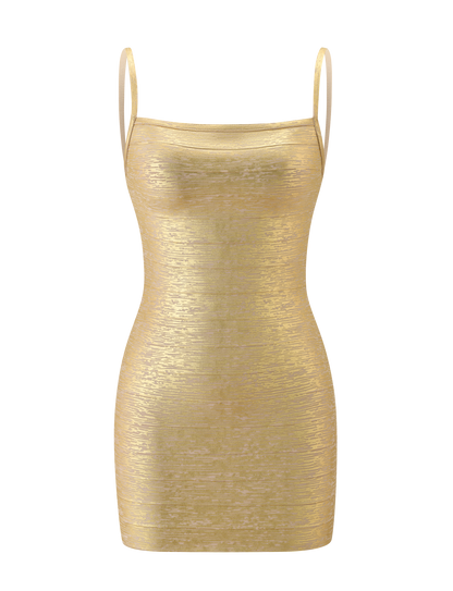 MIDORI METALLIC MINI BANDAGE DRESS - GOLD