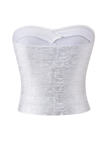 NIYA METALLIC BANDAGE TOP - LIQUID SILVER