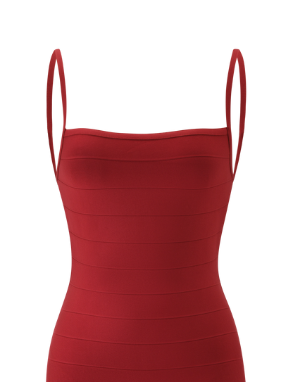 MIDORI MIDI BANDAGE DRESS - CHERRY