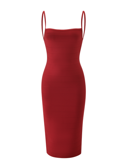 MIDORI MIDI BANDAGE DRESS - CHERRY
