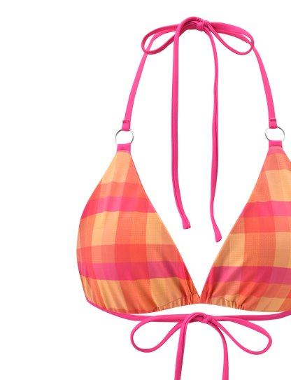 AYANNA REVERSIBLE BIKINI TOP - GINGHAM AND RESORT PLAID