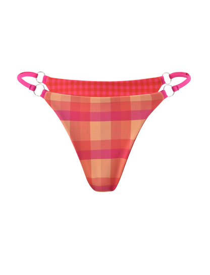 AYANNA REVERSIBLE BIKINI BOTTOM - GINGHAM AND RESORT PLAID