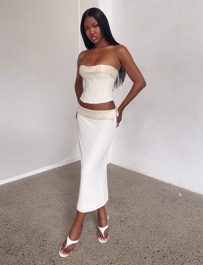 CHARLYZE MIDI SKIRT - CREAM