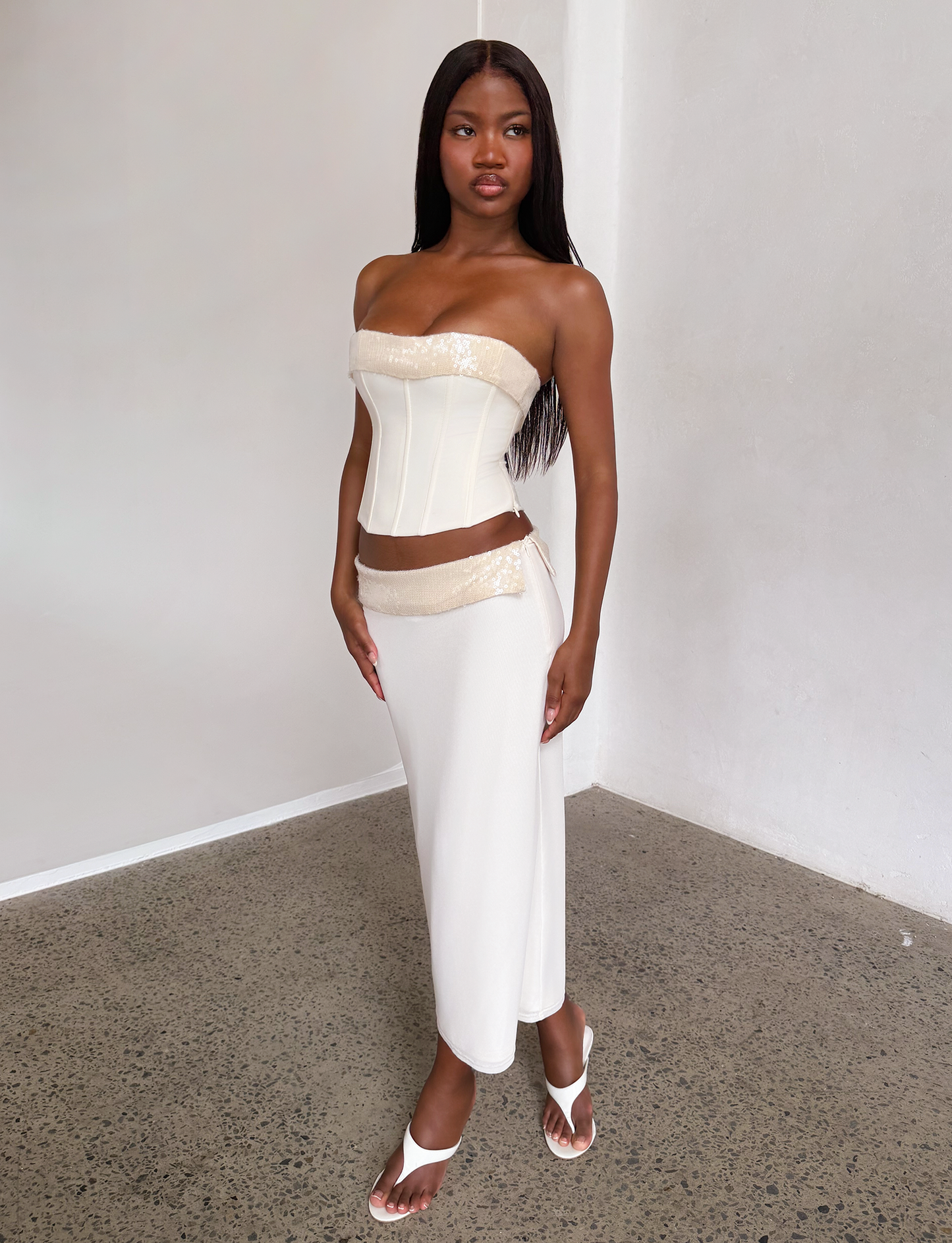 CHARLYZE MIDI SKIRT - CREAM