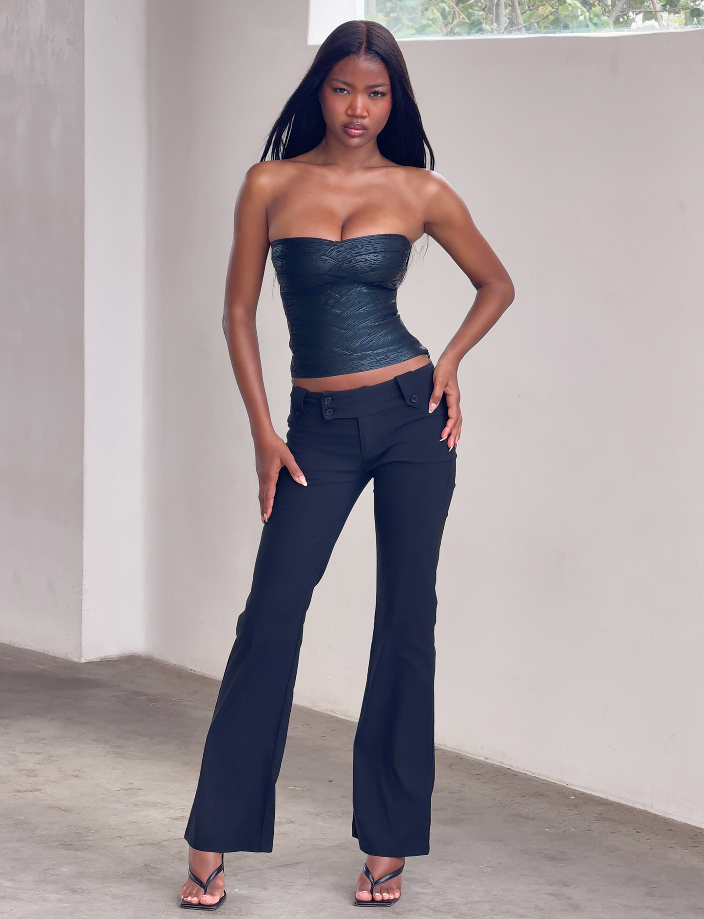 NIYA METALLIC BANDAGE TOP - BLACK