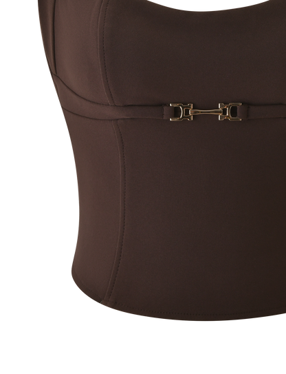 KITTIE BUCKLE TOP - CHOCOLATE