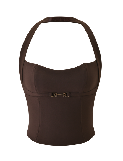 KITTIE BUCKLE TOP - CHOCOLATE