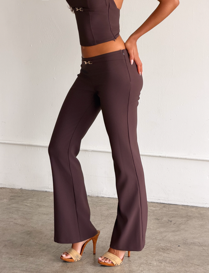 KITTIE BUCKLE PANT - CHOCOLATE