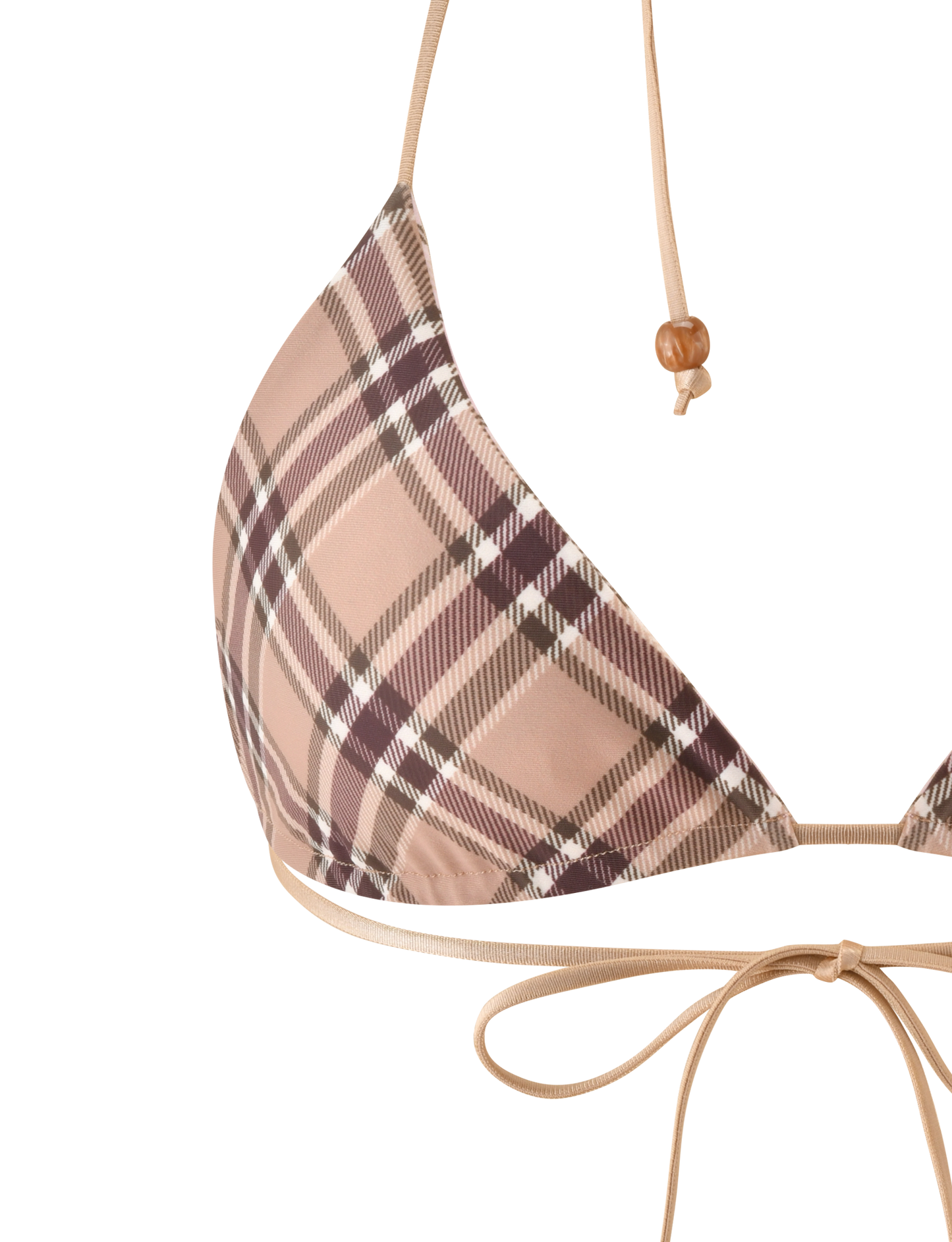 AVE REVERSIBLE BIKINI TOP - TAN AND PINK PLAID
