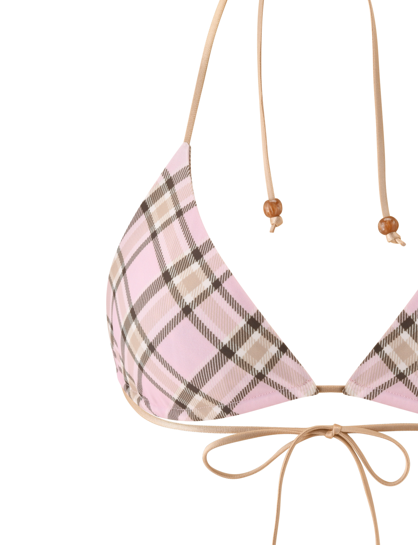 AVE REVERSIBLE BIKINI TOP - TAN AND PINK PLAID