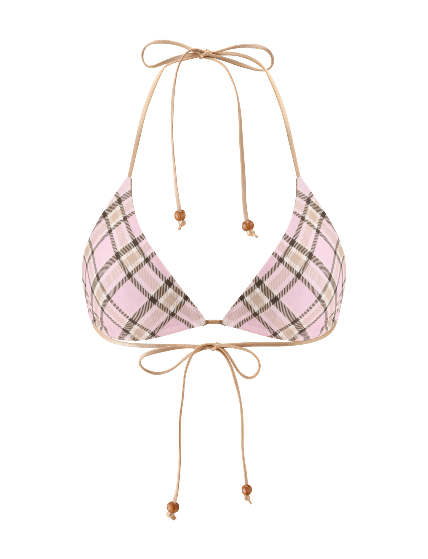 AVE REVERSIBLE BIKINI TOP - TAN AND PINK PLAID