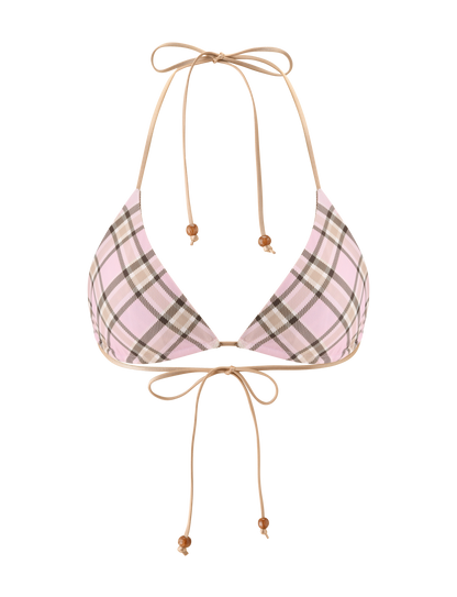 AVE REVERSIBLE BIKINI TOP - TAN AND PINK PLAID