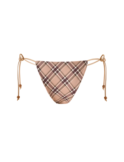 AVE REVERSIBLE BIKINI BOTTOM WITH SCARF - TAN AND PINK PLAID