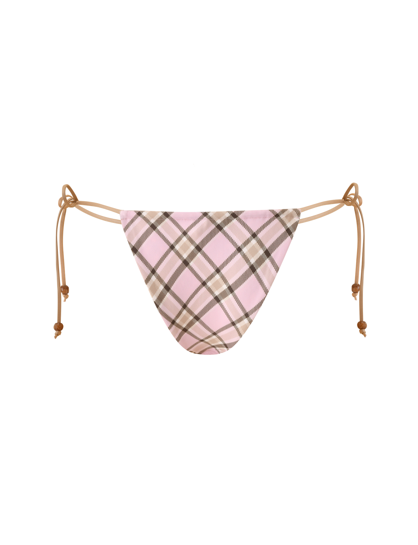 AVE REVERSIBLE BIKINI BOTTOM WITH SCARF - TAN AND PINK PLAID