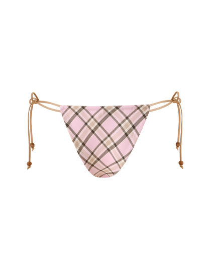 AVE REVERSIBLE BIKINI BOTTOM WITH SCARF - TAN AND PINK PLAID