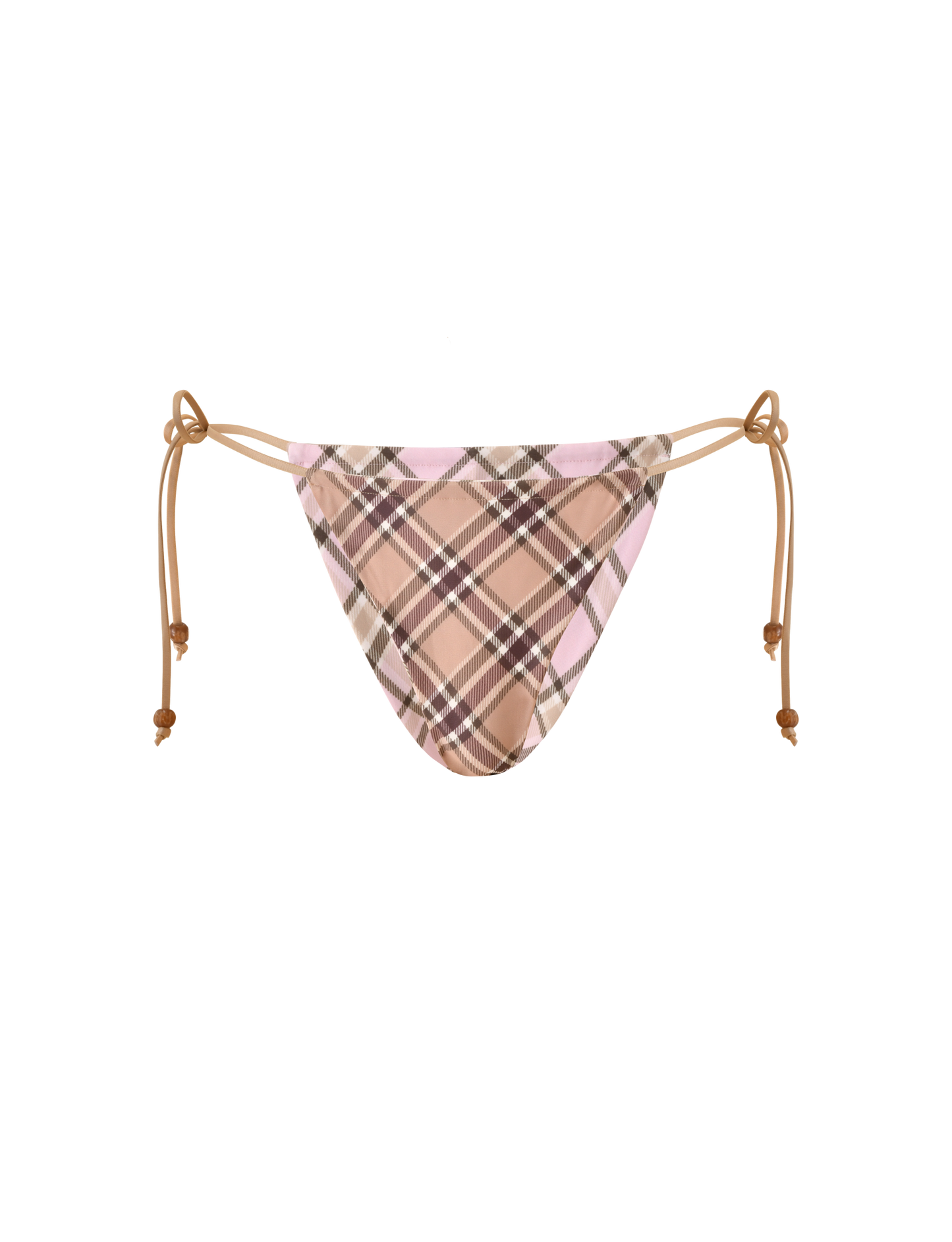AVE REVERSIBLE BIKINI BOTTOM WITH SCARF - TAN AND PINK PLAID