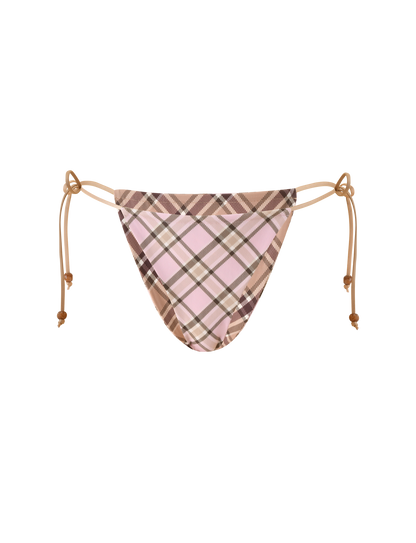 AVE REVERSIBLE BIKINI BOTTOM WITH SCARF - TAN AND PINK PLAID