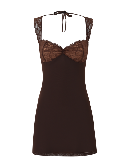 NYOMI MINI DRESS - CHOCOLATE