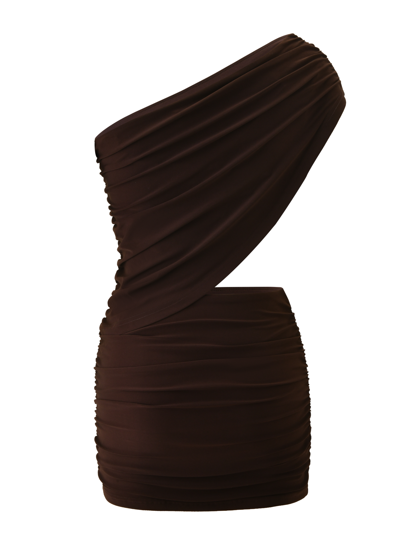 RYLAND DRAPED MINI DRESS - CHOCOLATE