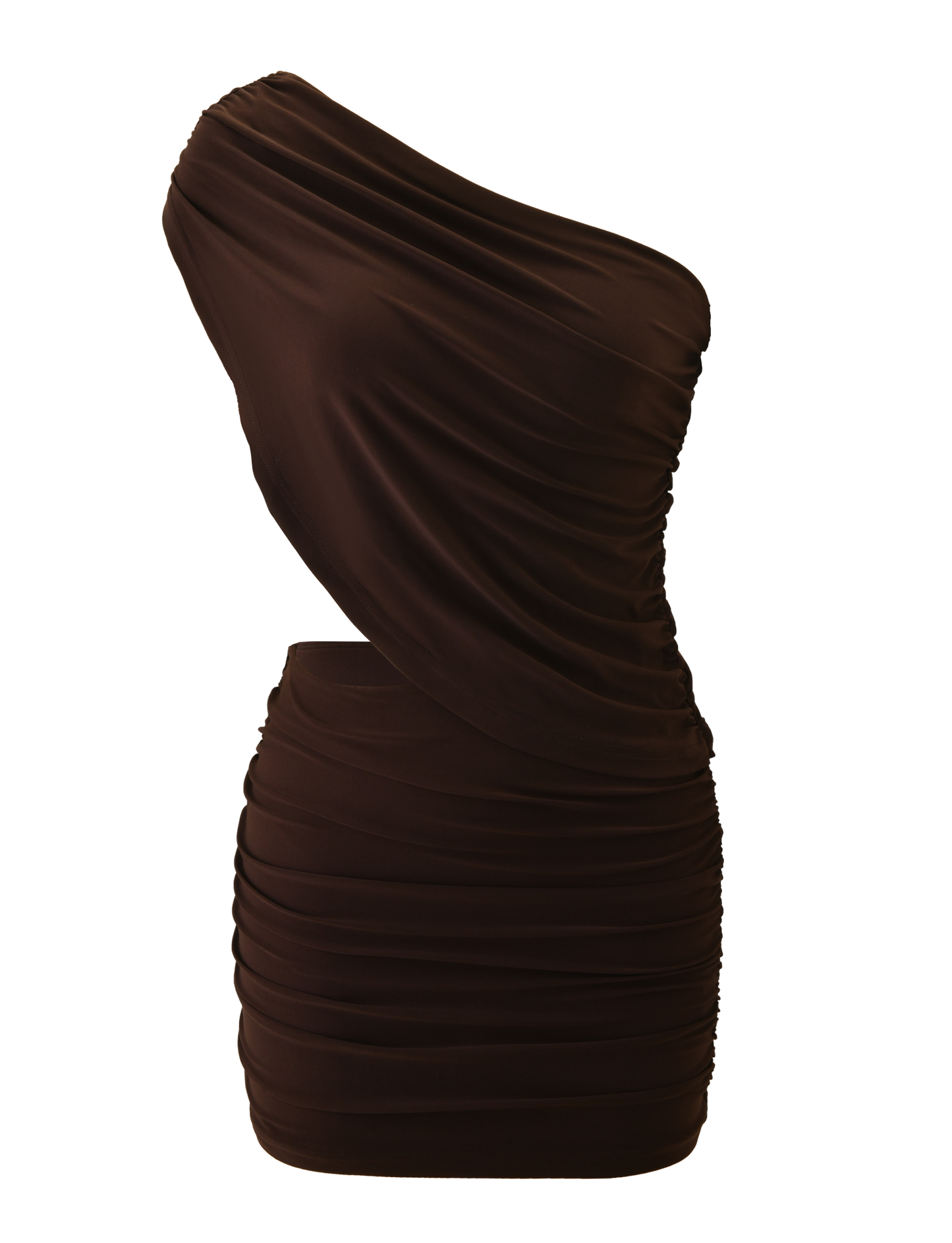 RYLAND DRAPED MINI DRESS - CHOCOLATE