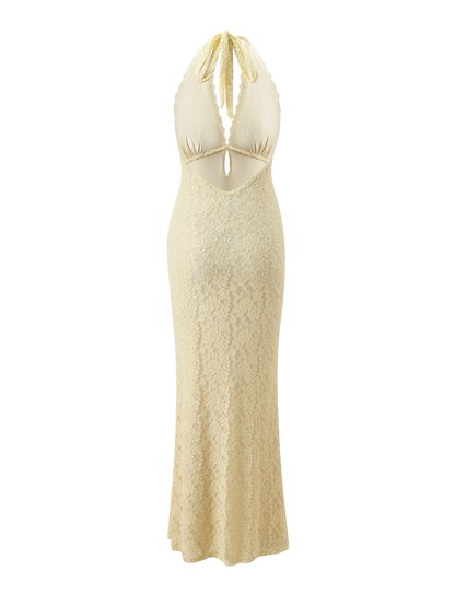 MAVEN LACE MAXI DRESS - PASTEL YELLOW