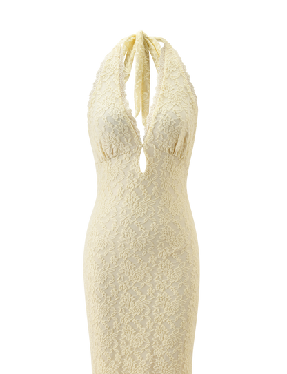 MAVEN LACE MAXI DRESS - PASTEL YELLOW