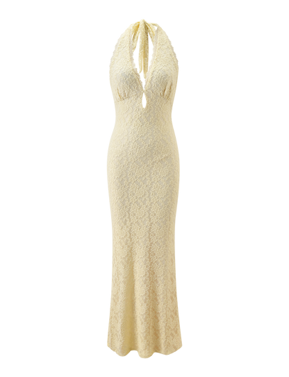 MAVEN LACE MAXI DRESS - PASTEL YELLOW