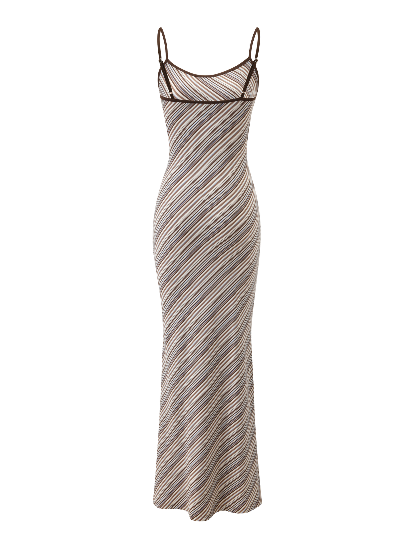 SLOANE MAXI DRESS - TAN AND CHOC STRIPE
