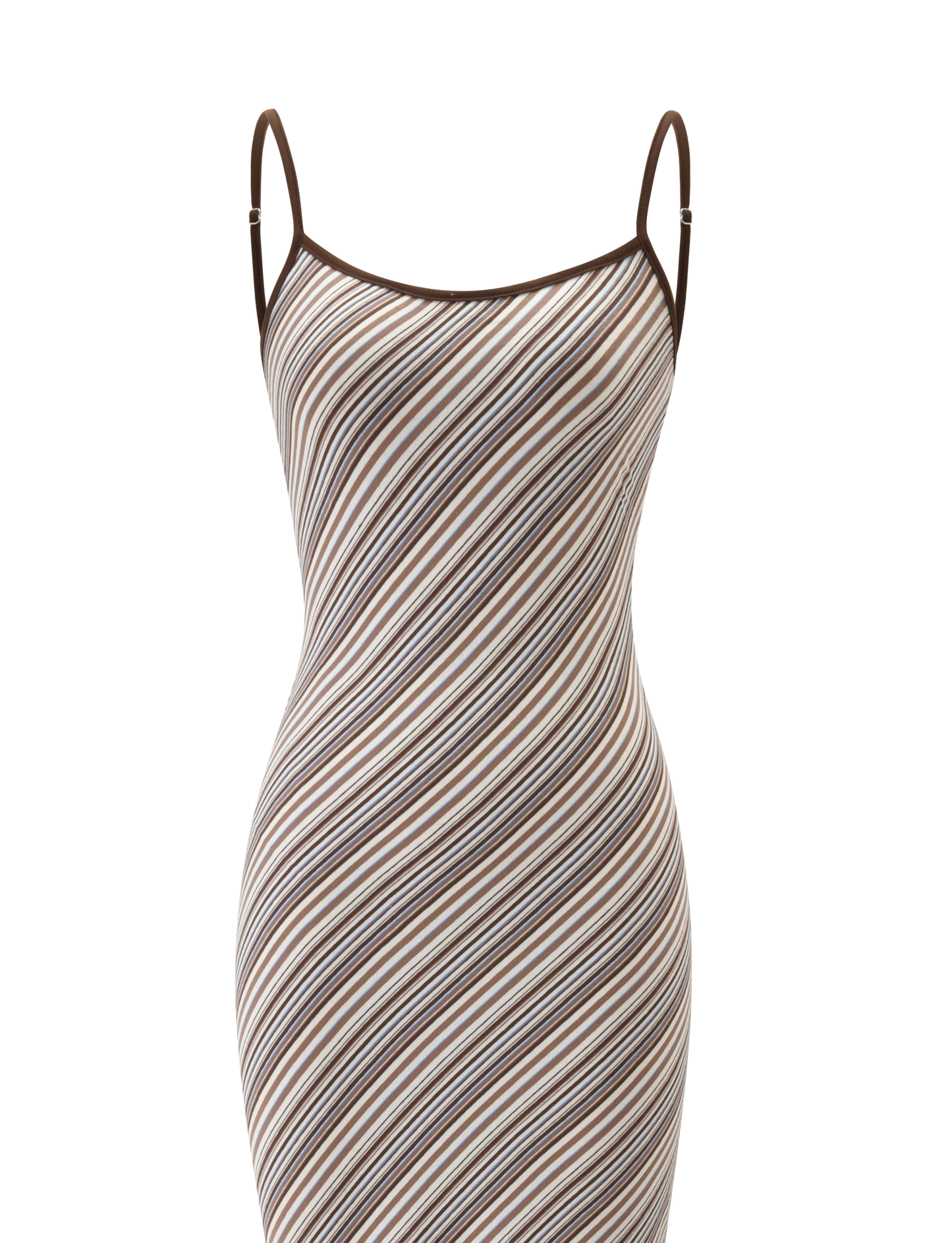 SLOANE MAXI DRESS - TAN AND CHOC STRIPE