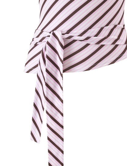 LYLE ONE SHOULDER TOP - PINK STRIPE