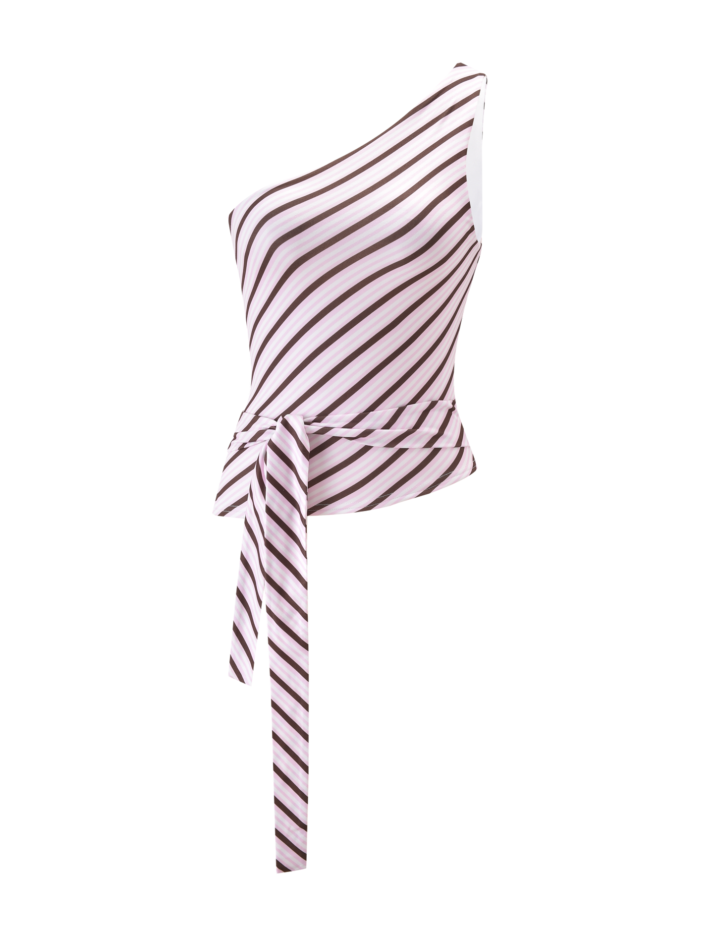LYLE ONE SHOULDER TOP - PINK STRIPE