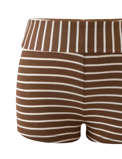BODE STRIPED SHORT - CREAM AND BROWN STRIPE