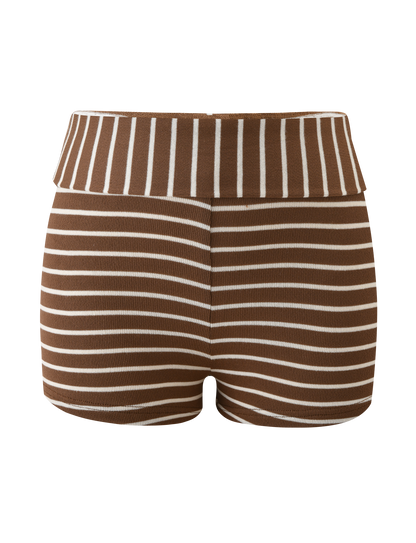 BODE STRIPED SHORT - CREAM AND BROWN STRIPE