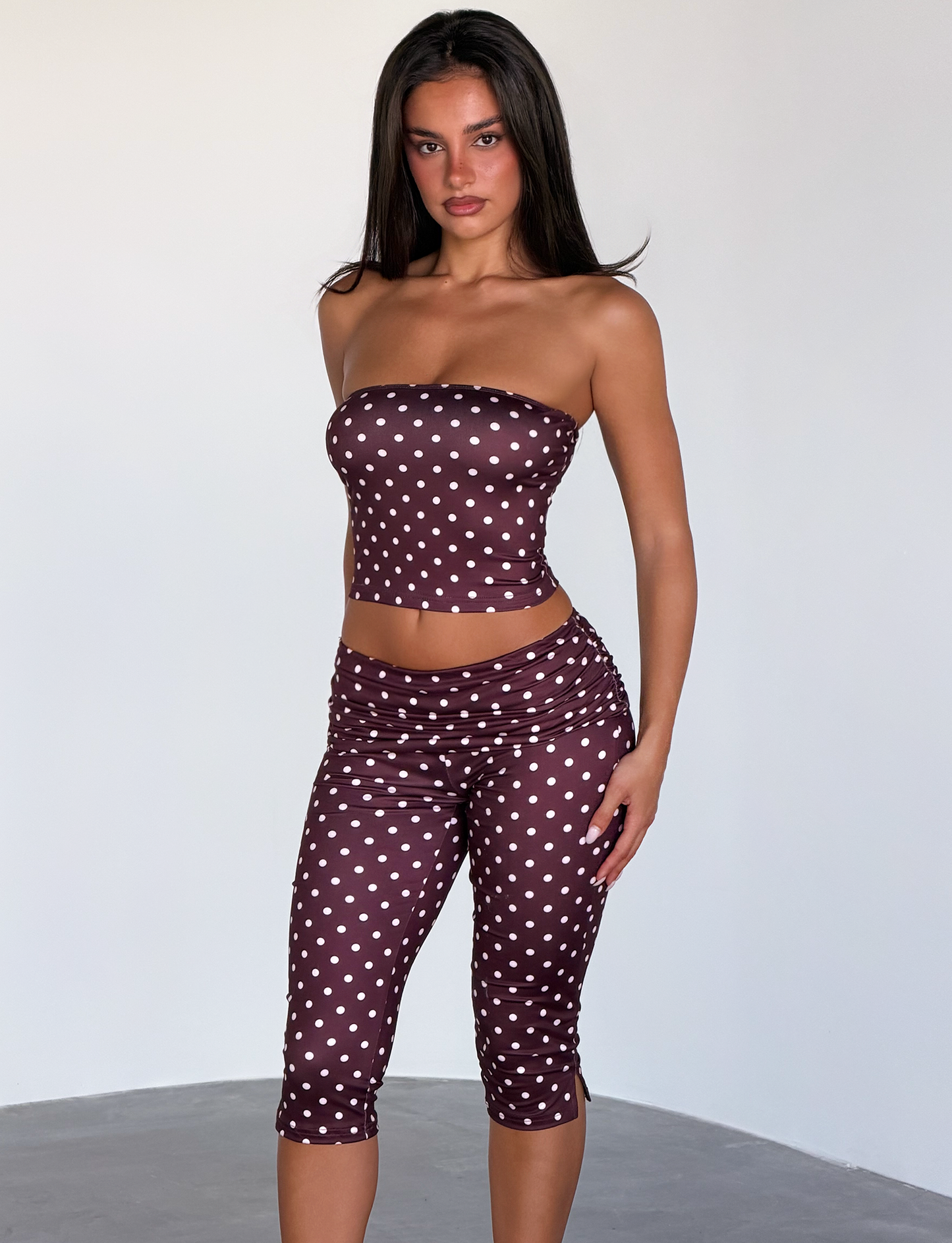 VALI POLKA DOT TOP - CHOCOLATE PINK DOT