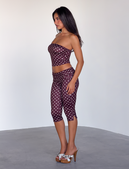 VALI POLKA DOT TOP - CHOCOLATE PINK DOT