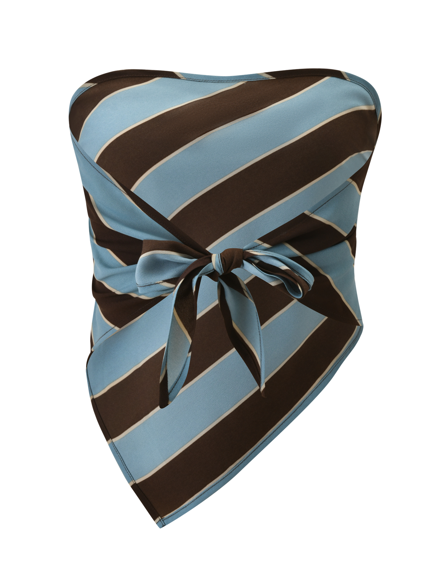 LENIN SCARF TOP - BLUE AND BROWN STRIPE