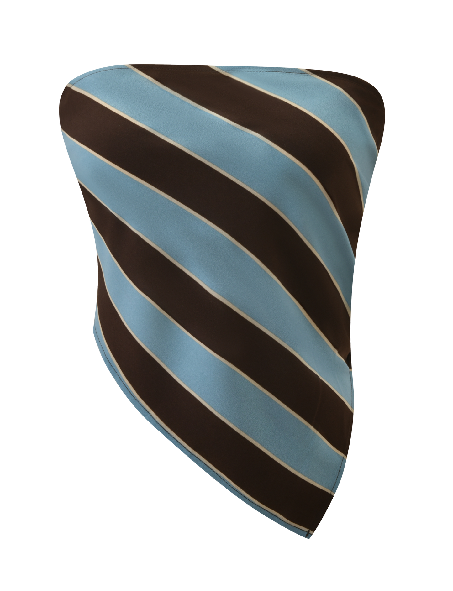LENIN SCARF TOP - BLUE AND BROWN STRIPE
