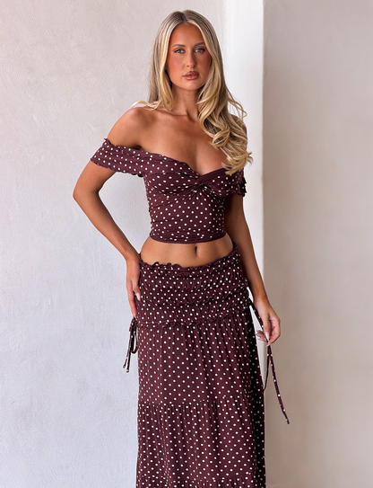 DENALI MAXI SKIRT - BROWN DOT